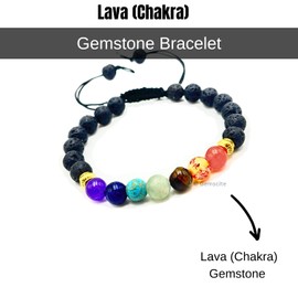 Lava (Chakra) Crystal Bracelet for Women Men - A+ Grade Adjustable 8mm Healing Crystal Stone Beaded Bracelet Pulseras Para Hombres Mujer Stocking Stuffers