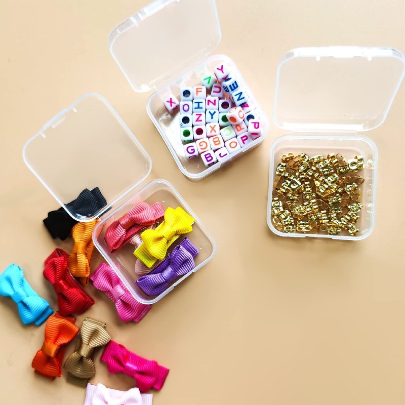 24 Pack Small Clear Plastic Beads Storage Box,Containers Dividers Box,for