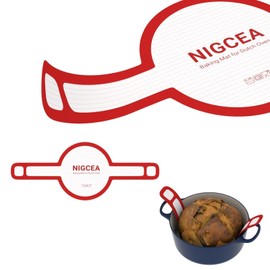 NIGCEA Silicone Bread Sling Sourdough Silicone Baking Mat for Dutch Oven, Long Handles Non-stick 8.3 Inch, 536º F/ 280º C, Red Sourdough Bread Baking Supplies