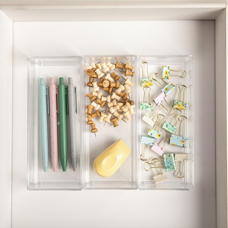 Martha Stewart Brody Desktop Storage Organizer, Stack and Slide Plastic