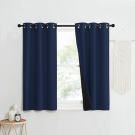 NICETOWN 100% Blackout Curtain Set, Thermal Insulated & Energy Efficiency Window Draperies for Guest Room, Full Shading Panels for Shift Worker and Light Sleepers, Navy Blue, 37W x 40L, 2 PCs