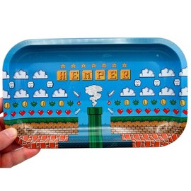 Rolling Tray - Rotating Tray - Decorative Metal Tray - Rolling Tray with Gaming Motif