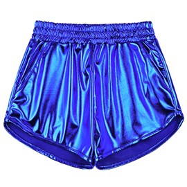 Perfashion Girls Metallic Shorts Shiny Athletic Short Sparkle Glitter Dance Bottoms 6 7 Years