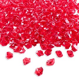 Super Z Outlet 1" Acrylic Color Ice Rock Crystals Treasure Gems for Table Scatters, Home Vase Fillers, Event, Wedding, Arts & Crafts, Birthday Decoration Favor - (Pack of 120) (Red)