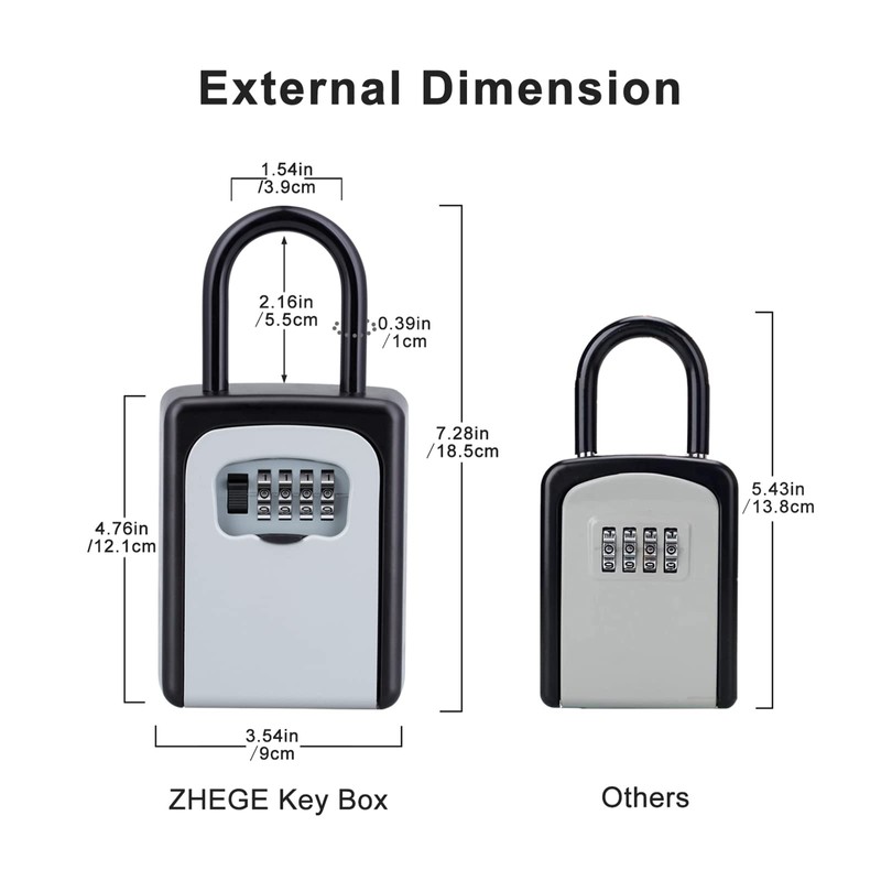 ZHEGE Key Lock Box For Outside,Lock Box With Combination Lock