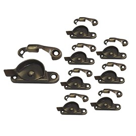 QCAA Zinc Die Cast Window Sash Lock, 2-7/16", Antique Brass, Brushed, 8 Pack, Made in Taiwan