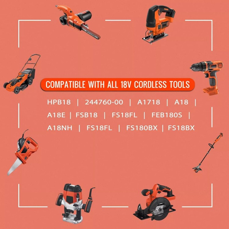 For BLACK AND DECKER 2 Pack 18V for Black and