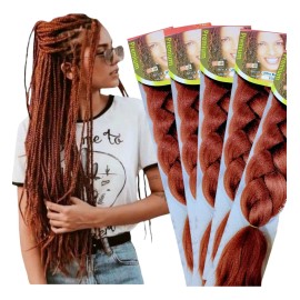 5 Extensiones 100% Kanekalon Premium Trenzas Africanas