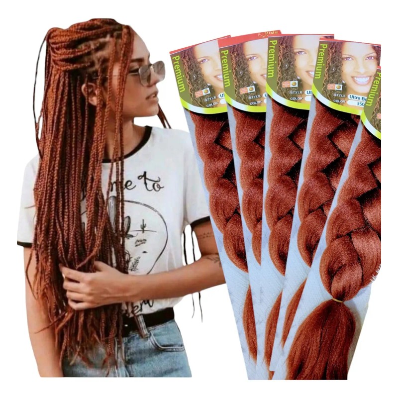 5 Extensiones 100% Kanekalon Premium Trenzas Africanas