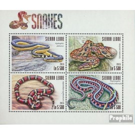 Prophila Collection Sierra Leone 6347-6350 Mini Sheet (Complete Edition) Mint NH 2015 Snakes (Stamps for Collectors) Amphibians / Reptiles / Dinosaurs
