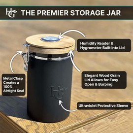 Herb Guard Airtight Jar with Built-in Hygrometer and Glass Jar Inside