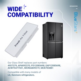 BlueStars MCR66849208 Refrigerator Air Filter Cover - For LG Kenmore refrigerators - Replaces parts MCR66849219 MCK703881 4957379 AP6892370 PS12085698 EAP12085698 ACW75477501 and more