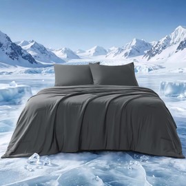 EASELAND Cooling Comforter Set King/Cali King Size for Hot Sleepers,Cooling Blanket to Keep Cool for Night Sweats in Summer,Breathable Lightweight Blanket for All Season,108×90inch,Dark Gray