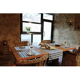 texpot Pack of 6 Napkins 30 x 30 cm Blue/White Checked Cotton 2 cm Checked