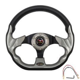 vcoyeix 12.5 inch Golf Cart Steering Wheel for Yamaha, for Club Car DS Precedent Tempo, EZGO TXT RXV, Universal Cool Racing Steering Wheel (Titanium Grey)
