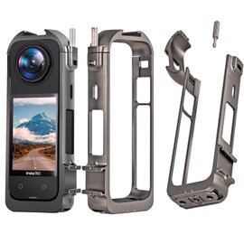 CERFFOOL 1/4 Aluminum Alloy Cage for Insta360 X4 Cold Shoe Protective Frame for Action Camera Cover Protector Adapter Accessory