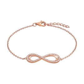 Amor 2023875 Women's Bracelet 925 Sterling Silver with Synthetic Zirconia 17 + 2 cm Rose Colour Infinity Comes in Jewellery Gift Box, Precious metal, Cubic Zirconia