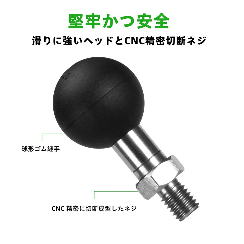 FANAUE 1" Rubber Ball Adapter with M8 x 1.25 Screw