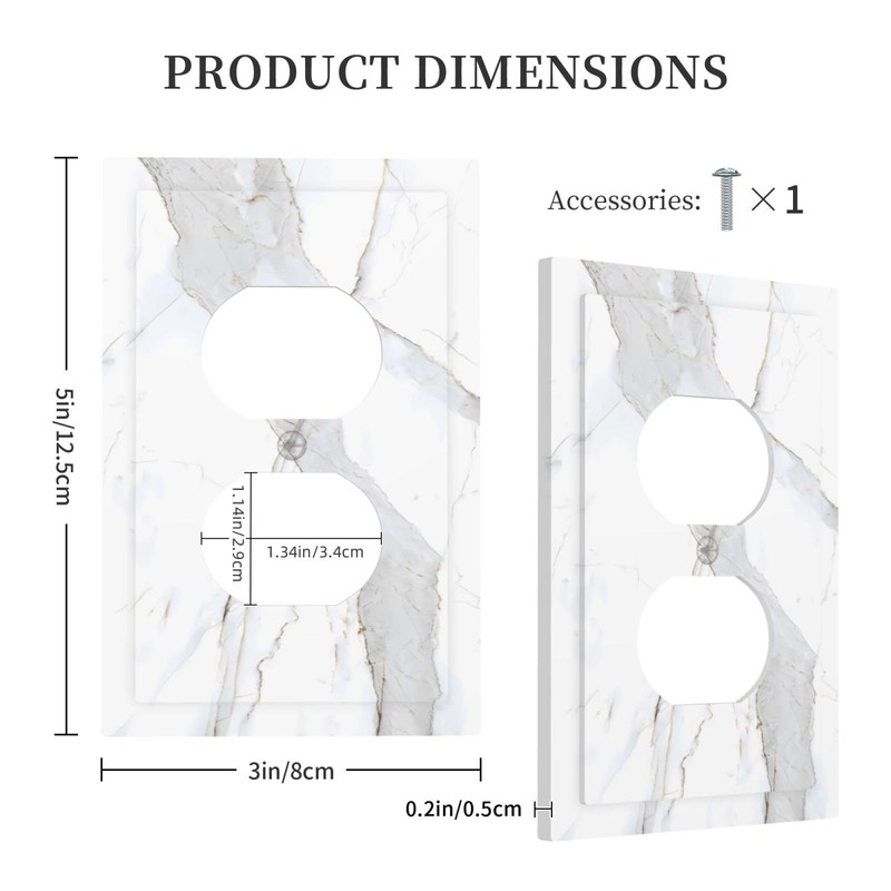 LWDZLHD White Marble Outlet Covers Decorative Light Switch Cover Wall
