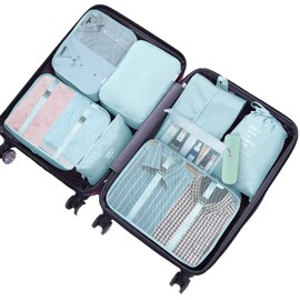 Packing Cubes for Suitcase,Geediar 9 PCS Travel Luggage Packing Organizers Waterproof Travel Essentials Clothes Shoes Cosmetics Toiletries Storage Bags(b-Blue)…