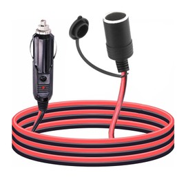 Leehitech 2 Meter KFZ Verlängerungskabel Buchse Stecker 16AWG Kabel, Auto Zigarettenanzünderbuchse Steckdose Adapter Wasserdicht Staubdicht für 15A 12V-24V Strom LKW Camping Wohnmobil