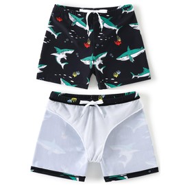 GOODKIDS Boys Swim Trunks Toddler Swim Board Shorts Quick Dry Beach Swimwear Trunks Shorts Bathing Bottom Undersea Shark 3XL 7-8 Years