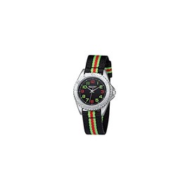 REGENT Boys' Analogue Quartz Watch 32020397, Black-green-red, Belt