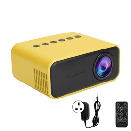 YT500 Mini Projector Portable Movie Projector with Audio and Video/USB/Memory Card Interfaces 100‑240VYellow UK Plug