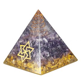 Nupuyai Healing Stone Pyramid Gemstone with Copper Wire Reiki Crystal Pyramid Positive Energy for Chakra Healing Meditation and Feng Shui Decoration 50 x 50 mm