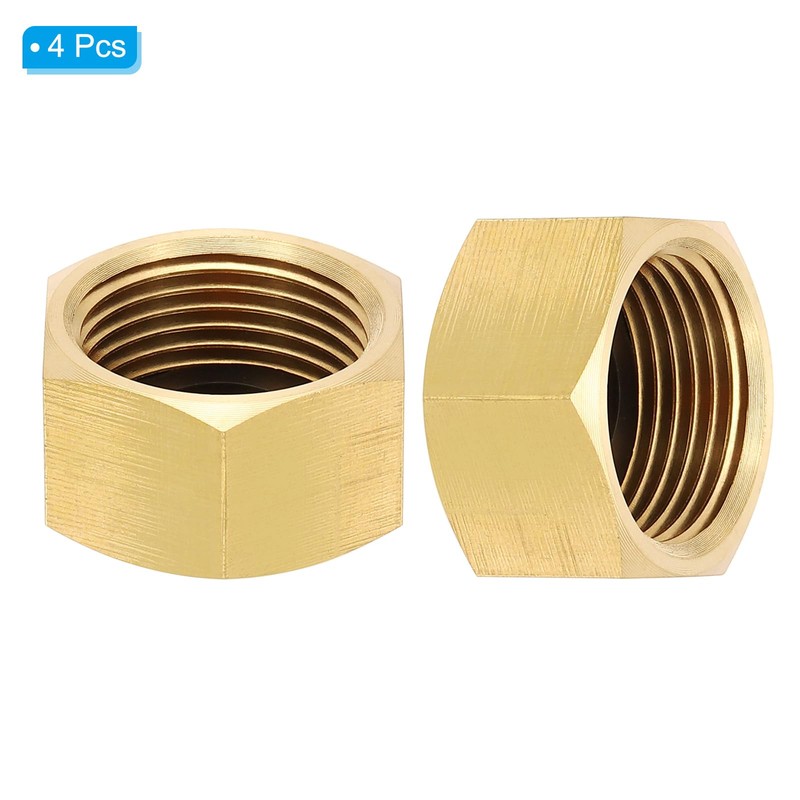 PATIKIL 3/4" NPT Female Brass Pipe Fitting Cap Set, 4Pcs