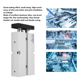 Air Cylinder, Double Shaft Rod, Pneumatic Air Cylinder, 2 Piston Double Acting Cylinder, 20mm Bore 50mm Stroke Magnet Double Shaft Cylinder, Sealing Air Cylinder 0.1-1.0MPa, TN20X50-S