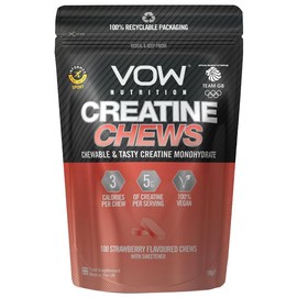 VOW Nutrition Creatine Chews,100 Strawberry Flavoured Chews, Creatine Monohydrate, Convenient & Tasty Chewable Creatine Informed Sports Approved (Strawberry)