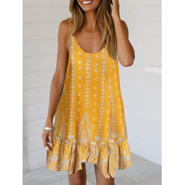 Qearal Beach Vacation Clothes for Women Summer Flowy Resort Tropical Dress Sundress Beach Fashion