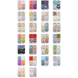 Littles & Bloomz, Reusable Pocket Cloth Nappy, Fastener: Popper, Set of 4, Patterns 406, with 8 Bamboo Charcoal Inserts