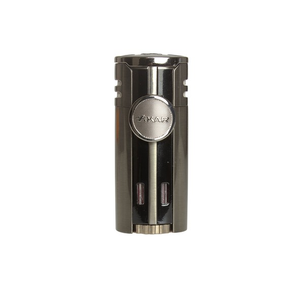 Xikar High Performance HP4 Diamond Quad Flame Cigar Lighter, in Attractive Gift Box, in-line Fuel Adjustment Wheel, Oversized Double EZ-View Fuel Windows,, Gunmetal 2