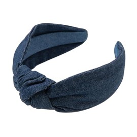 axy Hair Band with Knot Made of Denim Fabric – Beautiful Women's Headband Hair Accessories Hair Band HR35J (Dark Blue)