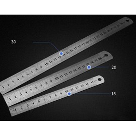 Thapncow Pack of 9 Double-Sided Metal Ruler, Stainless Steel Ruler Metal Ruler Set, 15 cm 20 cm 30 cm, Metric Straight Edge Rule for Teaching Office Drawing Engineering