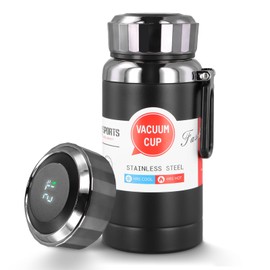 Dokeno Reisebecher, Thermosflasche Edelstahl, Wasserflasche Vakuum Isolierbecher, Touchscreen-Temperaturanzeige, Isolierte Wasserflasche, Auslaufsichere Thermosflasche für Home Büro Reise Sport 800ML