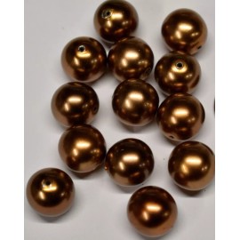 Unbranded 12 BRONZE COLOR METAL BEADS * 8MM * SHINY * PAINTED * NOS