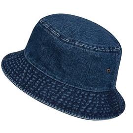 Casual Denim Jean Summer Bucket Hat, 100% Cotton Packable Sun Protection, Unisex (as1, Alpha, l, x_l, Denim DK Blue)