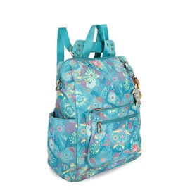 Sakroots Women's Loyola Convertible Backpack, Deep Teal Seascape, 10.75IN x 4.75IN x 15IN