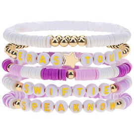 Quancru Music Friendship Bracelet Bohemian Alphabet Beaded Polymer Clay Elastic Fairy Jewelry Set Concert Fans Supporting Gift Girl Craft