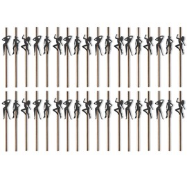 36 PCS Hen Party Straws with Dancing Woman, Rose Gold Hen Do Straws for Bachelorette Party Decoration, Girls Night Out Cocktail Accessories