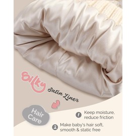 Hat Hut Toddler Beanie Satin Lined Beanie for Baby Winter Hats for Kids Double Pom Pom Beanie for Boys Girls (CA/US, Alpha, One Size, B2-Beige 2 Poms)