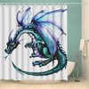 BLDKORUER Blue Dragon Shower Curtain Set Reptile Winged Dragon Fire