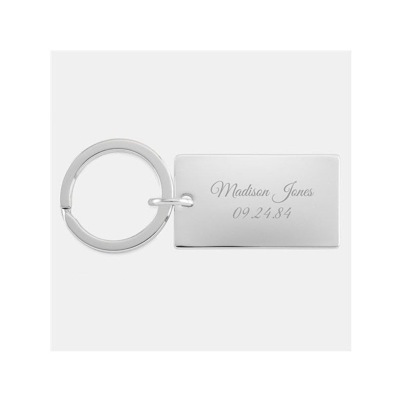 THINGS REMEMBERED Engraved Nickel Rectangle Keychain (Free Customization)
