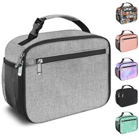 Kids Lunch Box for Boys Girls Lunch Bag Insulated Durable Lunchbox Children Lunch Tote Bag for School Grey