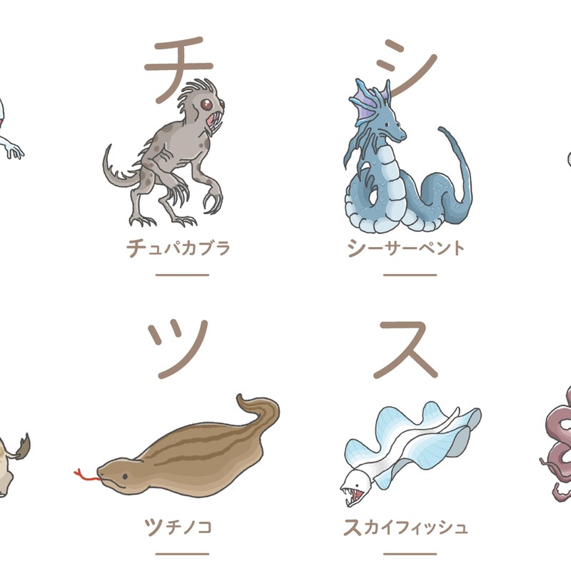 UMA Katakana Table Unidentified Creatures White with Magnetic Hanger