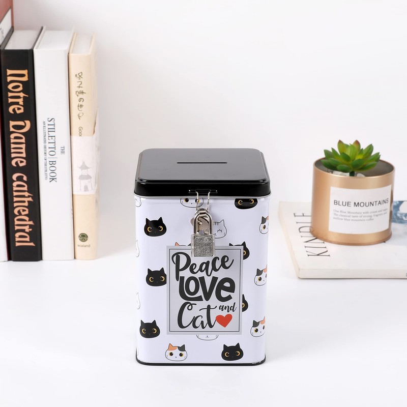 I-TOTAL Funny Money Box with Padlock and Key Metal Money