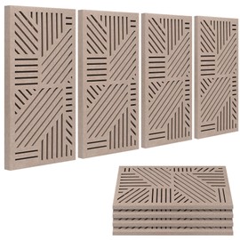 BUBOS 4 Pack Thickened Acoustic Panels, 23.6''x11.8'' Self-Adhesive Sound Absorbing Cavity Acoustic Wall Panels for Theater Studio Room Recording Room Gaming Room Gym Room Halls Meeting Rooms (Camel)